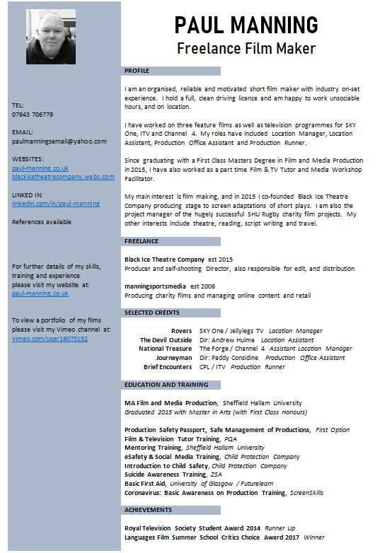 Paul Manning CV August 2020